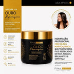 Hidratação Capilar Ouro Marroquino Efeito Teia 500g com Ação Antifrizz c/ Óleos Milagrosos de Marula e Argan | Fina Maria Professional